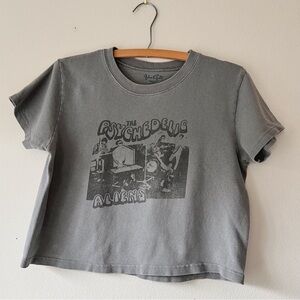 Brandy Melville John Galt Psychedelic Aliens gray‎ cropped tee size S/M
